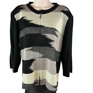 Ming Wang Jacket Women PL Petite Multicolor Full Zip Abstract Cardigan (284)